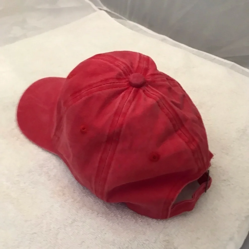 Adult Adjustable Red Cotton Ball Cap